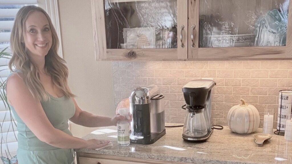 Sara cleaning her kitchen with Branch Basics